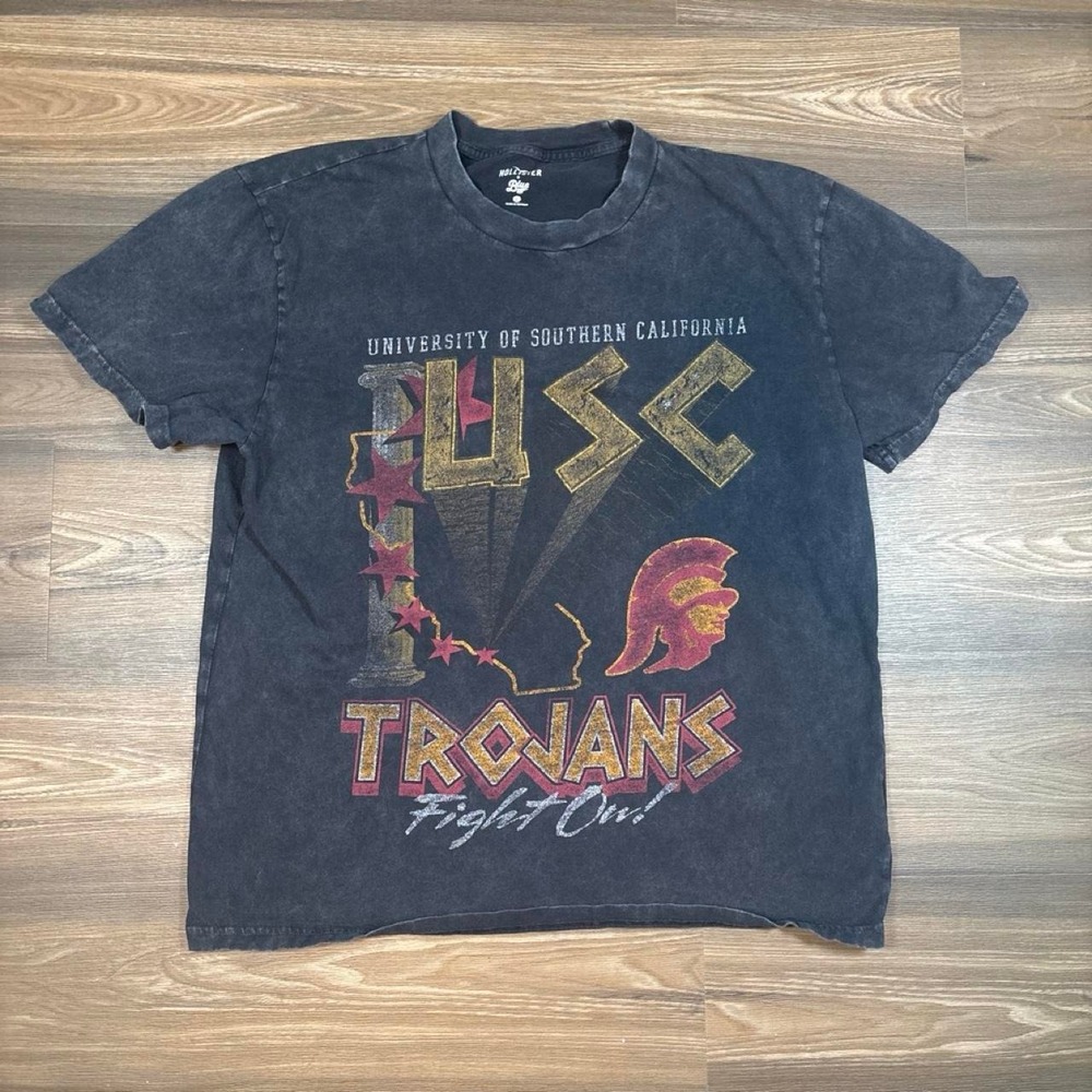 Hollister Co. USC Trojans Fight On T-Shirt with Trojan helmet